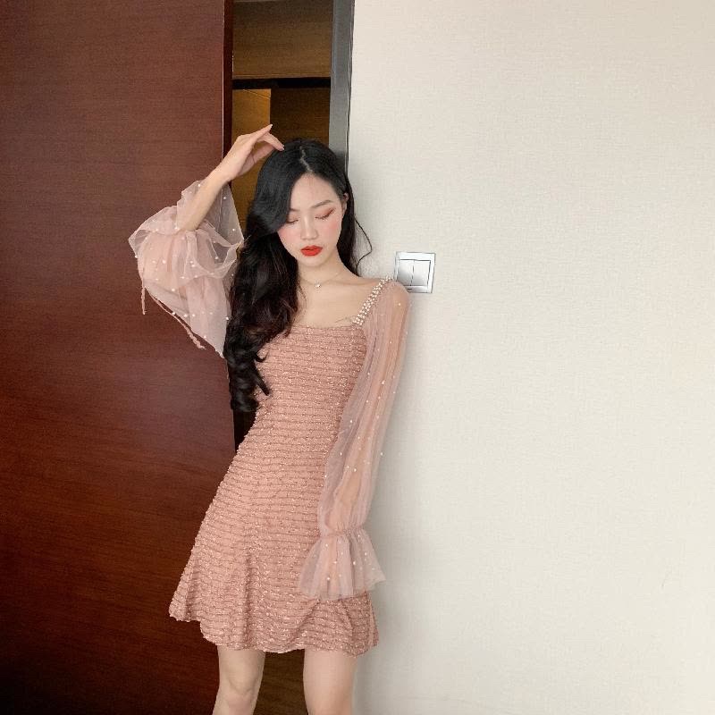 Jennifer tweed dress pesta korean mini pesta dress party gaun prom dress kondangan