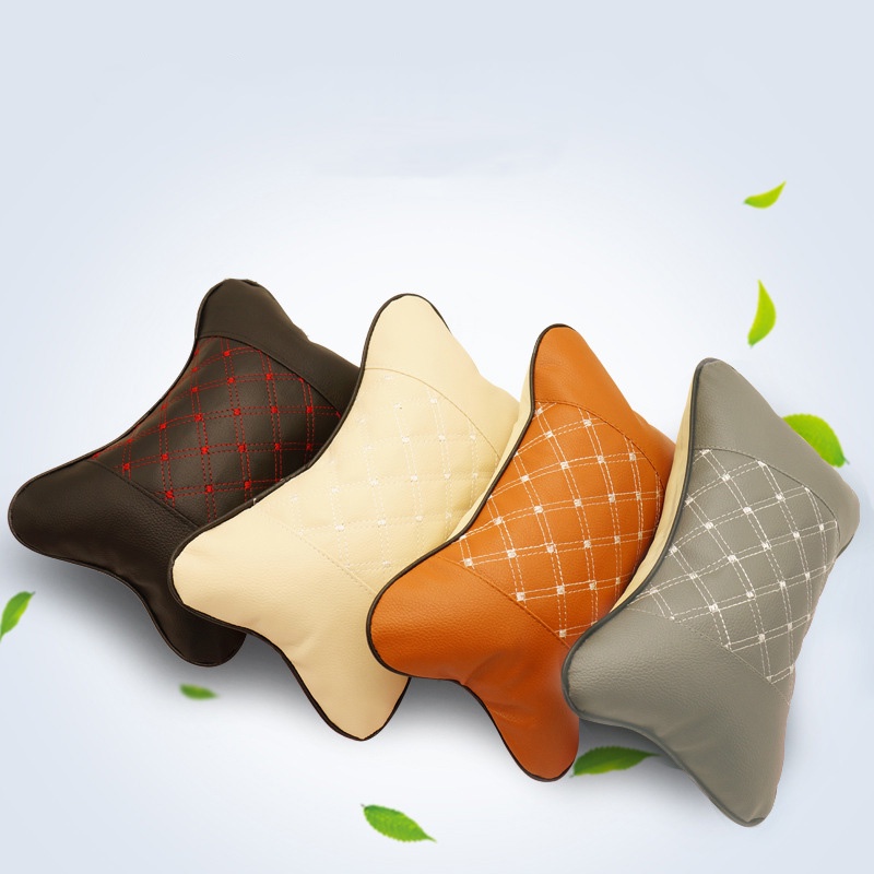 1pc Bantal Sandaran Kepala / Leher Bahan Kulit Imitasi Microfiber Untuk Mobil