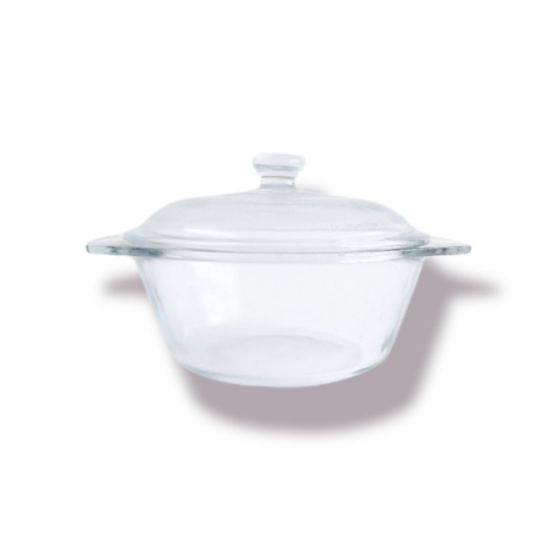 mangkok kaca putih bening mewah / panci kaca unik bening / mangkok saji unik dengan tutup / mangkok 