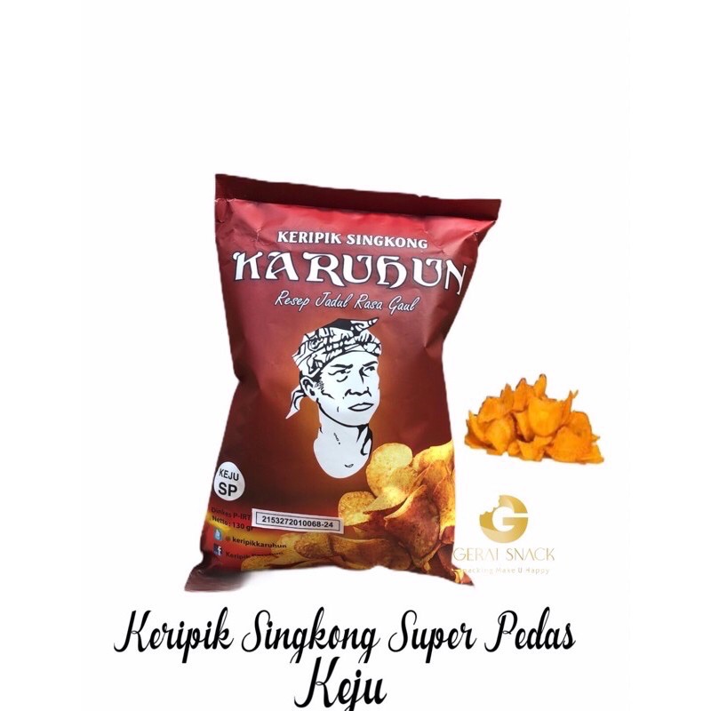 Keripik Singkong Karuhun Pedas Rasa Keju Resep Jadul Rasa Kekinian (130gr)