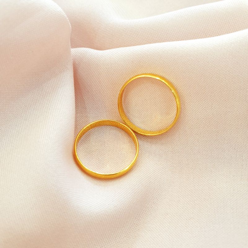 Cincin ring polos padat 1 gram emas asli kadar 375 8K