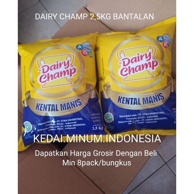 

Susu Kental Manis Dairy champ Berat 2.5 kg Bantalan / pcs Eceran