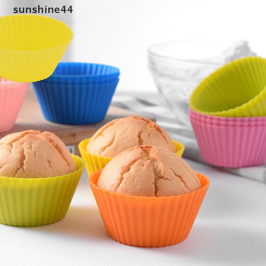 Sunshine 4Pcs Cetakan Cupcake / Muffin Bentuk Bulat Bahan Silikon