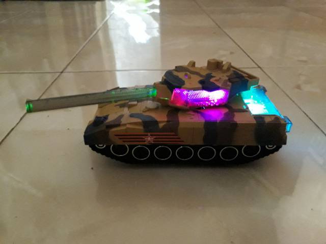 mainan tank bisa jalan suara lampu - anak edukasi miniatur militer