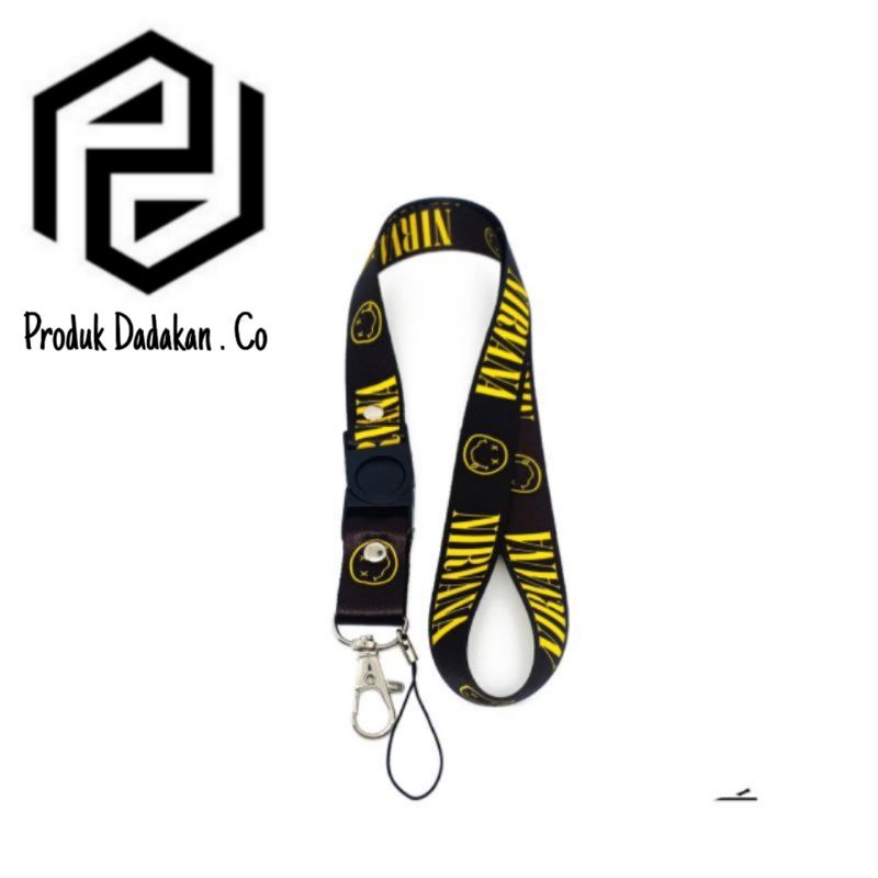 

lanyard gantungan NIRVANA SMELLS band logo/kunci/tulisan/tali kartu nama/flashdisk/key/kartu nama/idcard/hp