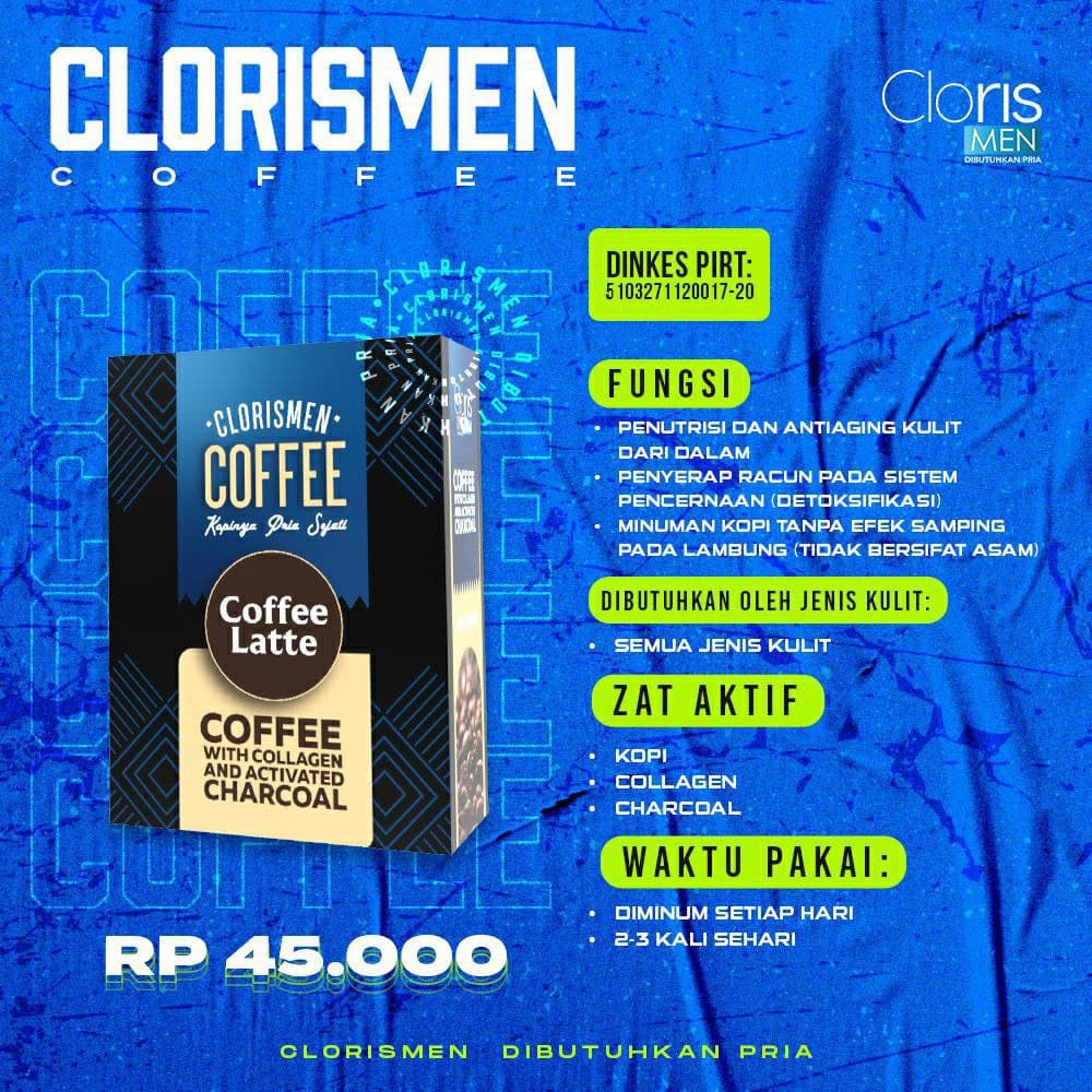 

ORIGINAL CLORISMEN Cloris men Coffee Latte With Active Charcoal & Collagen (5 Sashet)