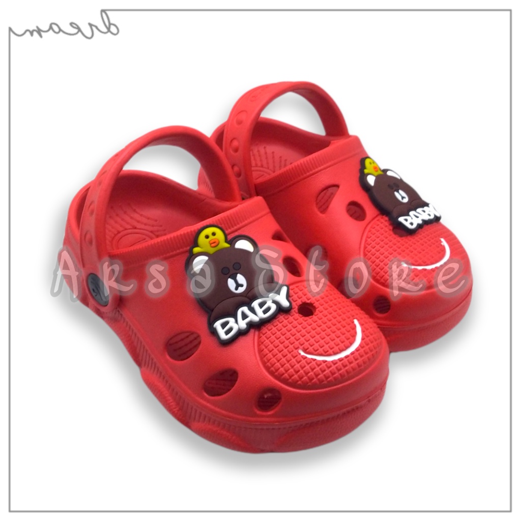 Sendal Baim Anak Tali Belakang / Sandal Sepatu Anak Laki Laki Motif Panda Umur 1 2 3 Tahun Terlaris