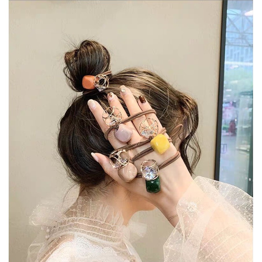 Karet Ikat Rambut TRENDY Mutiara Akrilik Gaya Korea Import Murah Fashion Wanita Hairband Hair Rope