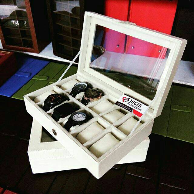 Kotak Jam Tangan Isi 12 | Box Jam Tangan -  Brocken White