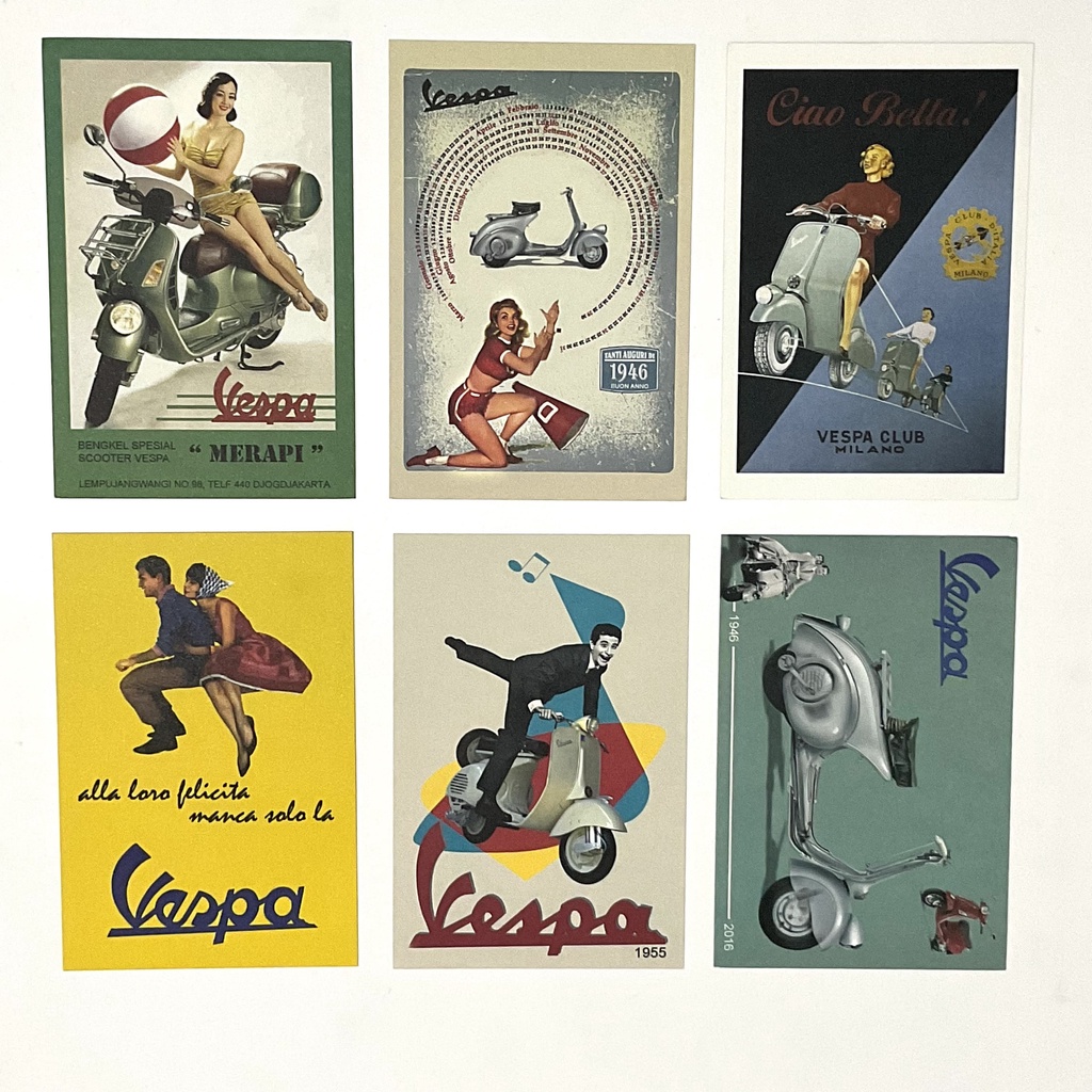 

Kartu Pos Vintage Retro Indonesia Uk. 10 X 15 cm [VESPA EDITION] | Postcard Artprint Pajangan Hiasan Jadul Jadoel Lokal