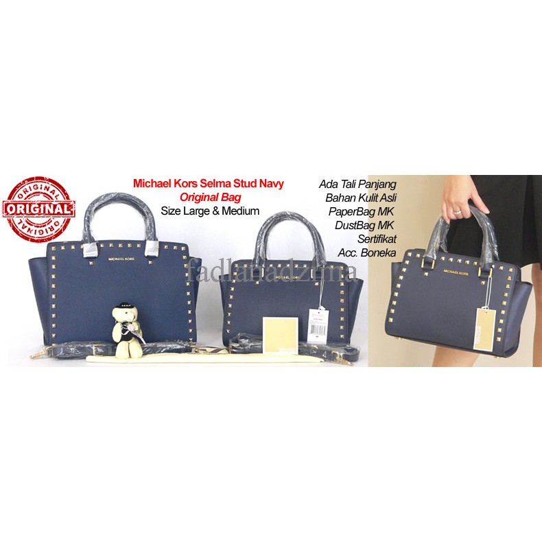 TAS BRANDED MICHAEL KORS SELMA STUD NAVY ORIGINAL BAG