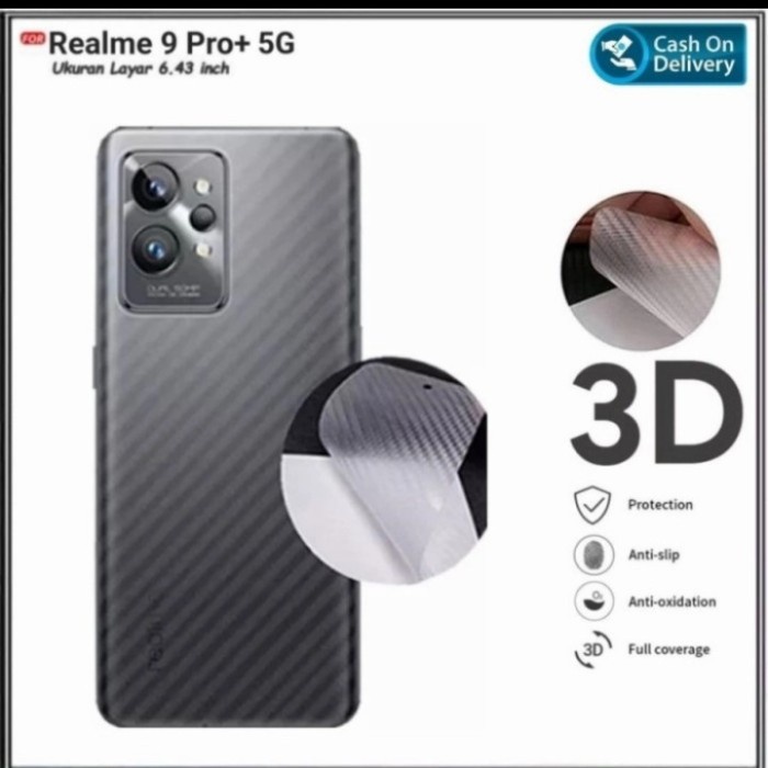 SKIN CARBON REALME 9 PRO PLUS - ANTI GORES BELAKANG REALME 9 PRO+