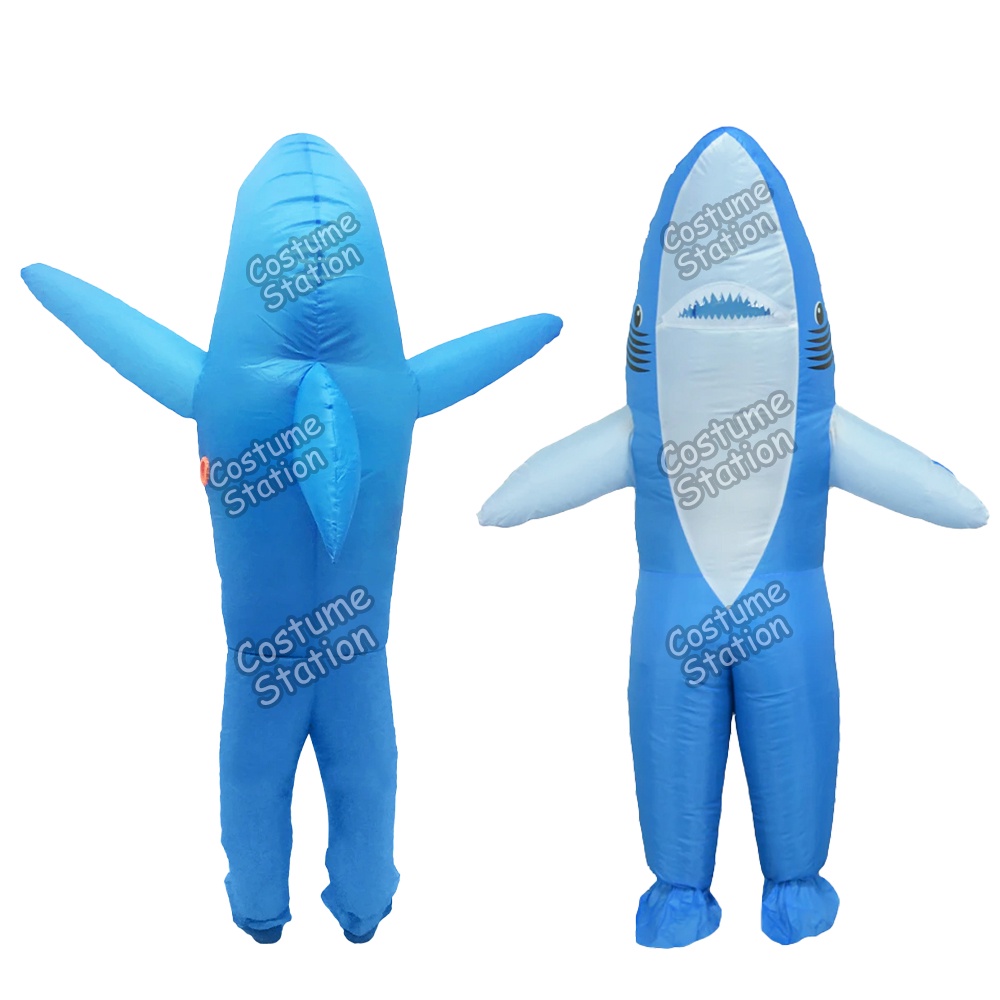 Kostum Blue Shark Ikan Hiu / Costume Animal Hewan Binatang Inflatable pompa angin dewasa