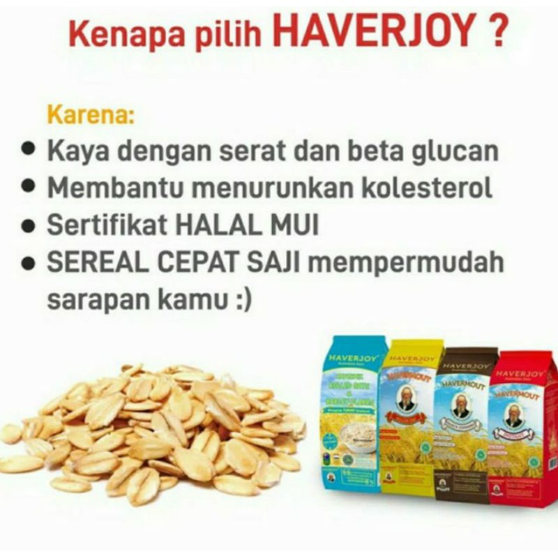 Haverjoy Havermout Oatmeal 1kg Instan / Quick Cooking / Rolled Oat