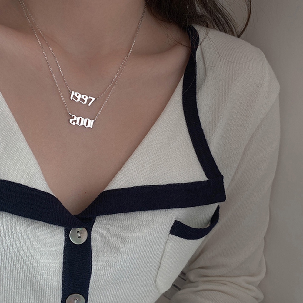 1 Pc Kalung Liontin Digital Tahun Baru Untuk Pria Dan Wanita