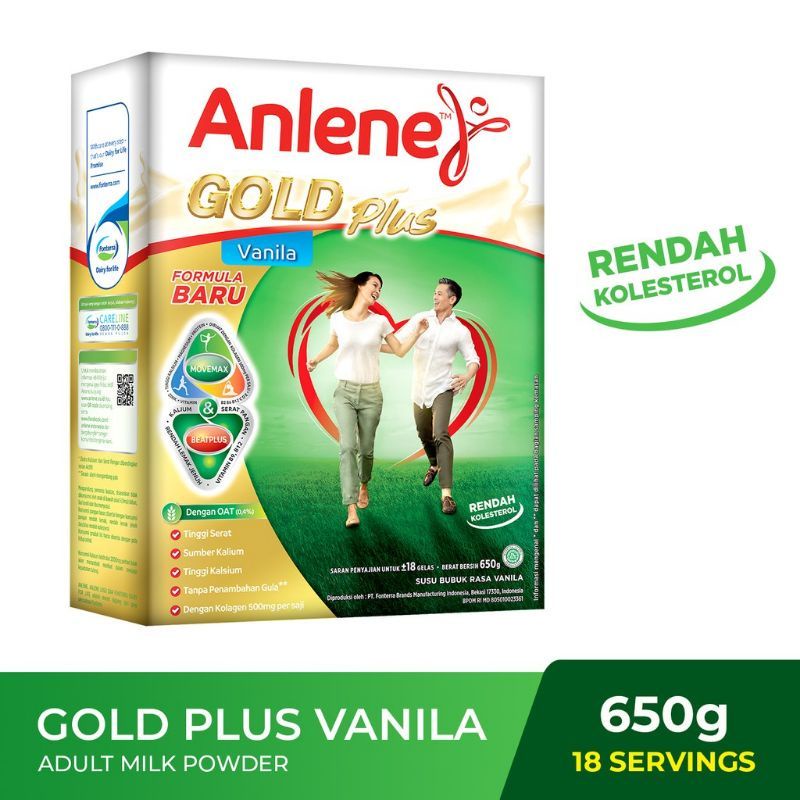 

ANLENE GOLD PLUS VANILA/ORIGINAL/COKELAT - SUSU BUBUK 650GR