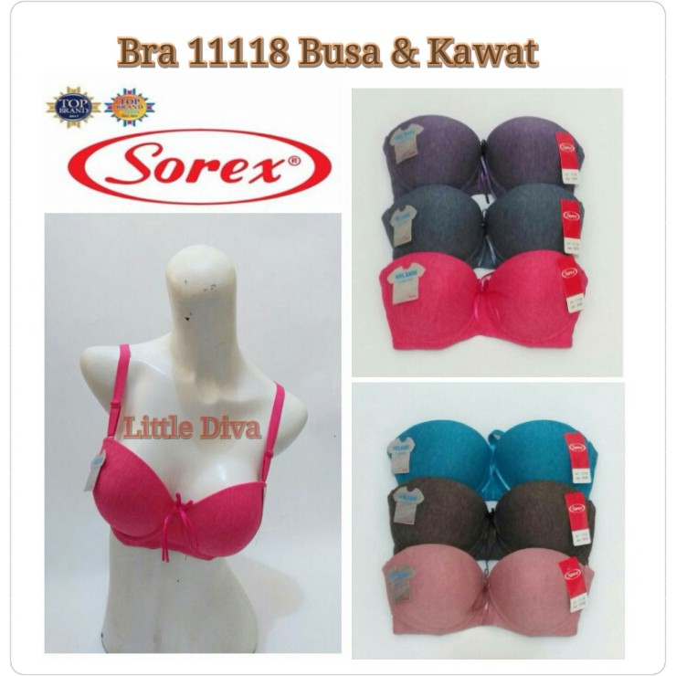Bra / Bh SOREX 11118 MELANGE BH Busa Kawat HALF CUP setengah polos basic Kait 2 BK