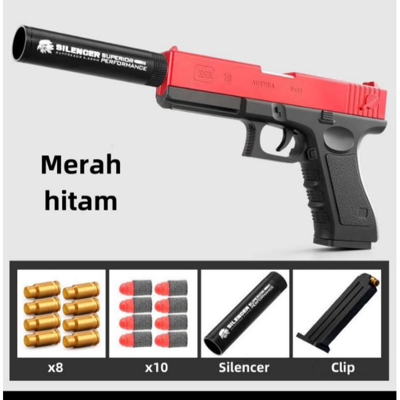 pistol mainan pistol glock18 peluru busah