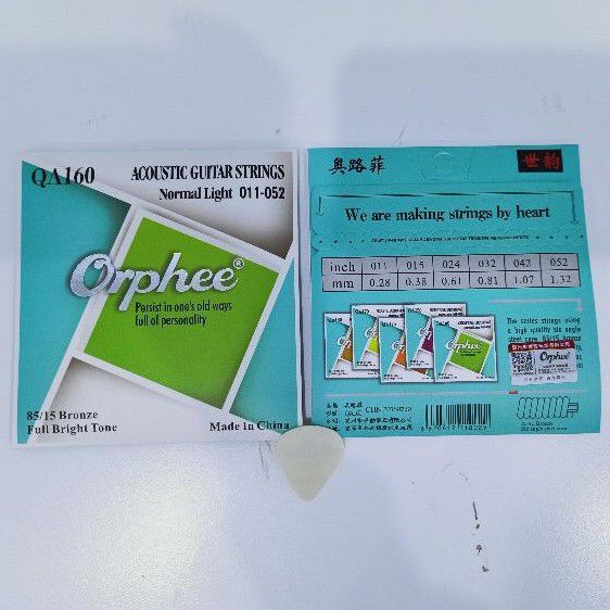 senar gitar Orphee akustik Original 011 QA160 1set