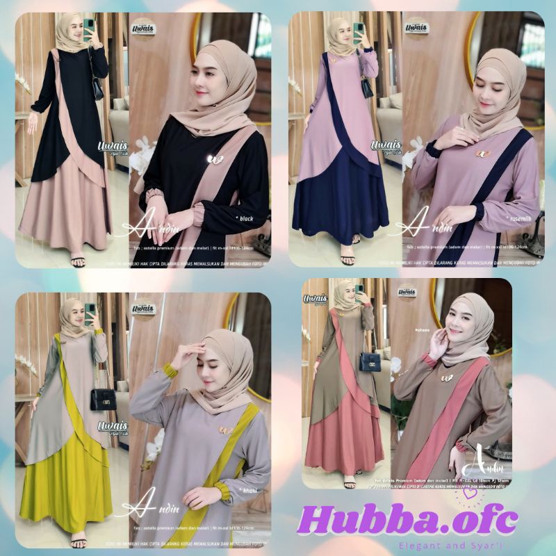 Gamis Terbaru Kekinian, Long Dress Wanita Muslimah Terbaru 2021 ANDIN by UWAIS Original