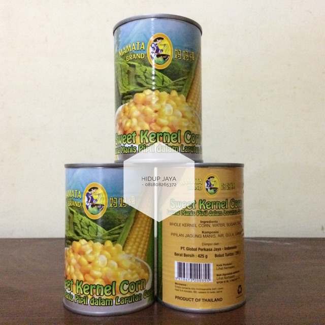 

Mamata Brand Sweet Kernel Corn Jagung Manis Pipil 425gr x 3 kaleng PAKET EKONOMIS