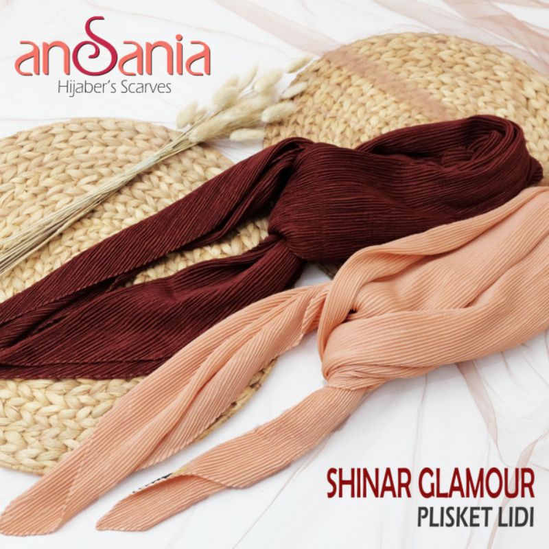 Jilbab Shinar Plisket Segi Empat Ansania-Salmon Shinar Pliske