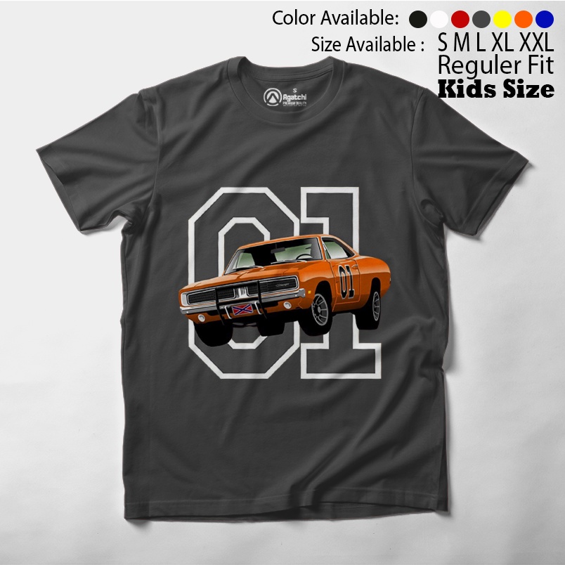 Baju Anak / Kaos Atasan Anak / Kids T Shirt The Duke of Hazzard General Lee Mobil Balap Terbang