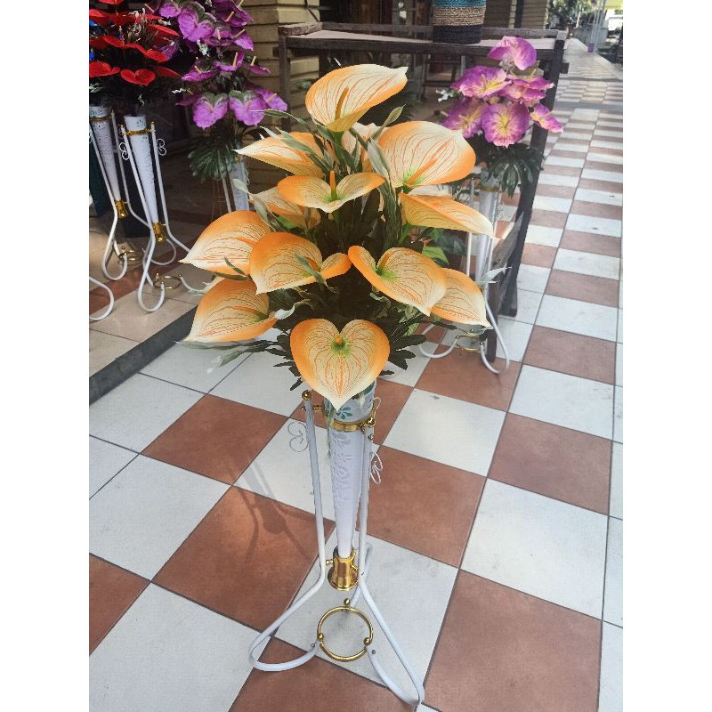(Bunga saja) Bunga artificial anthurium, Amarilis, Aron panda, Bunga Lilly bunga sudut-Lilly kuning