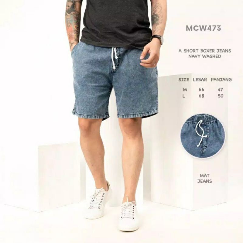 SHORT JEANS WASHED CELANA JEANS PENDEK SANDWASH Blue