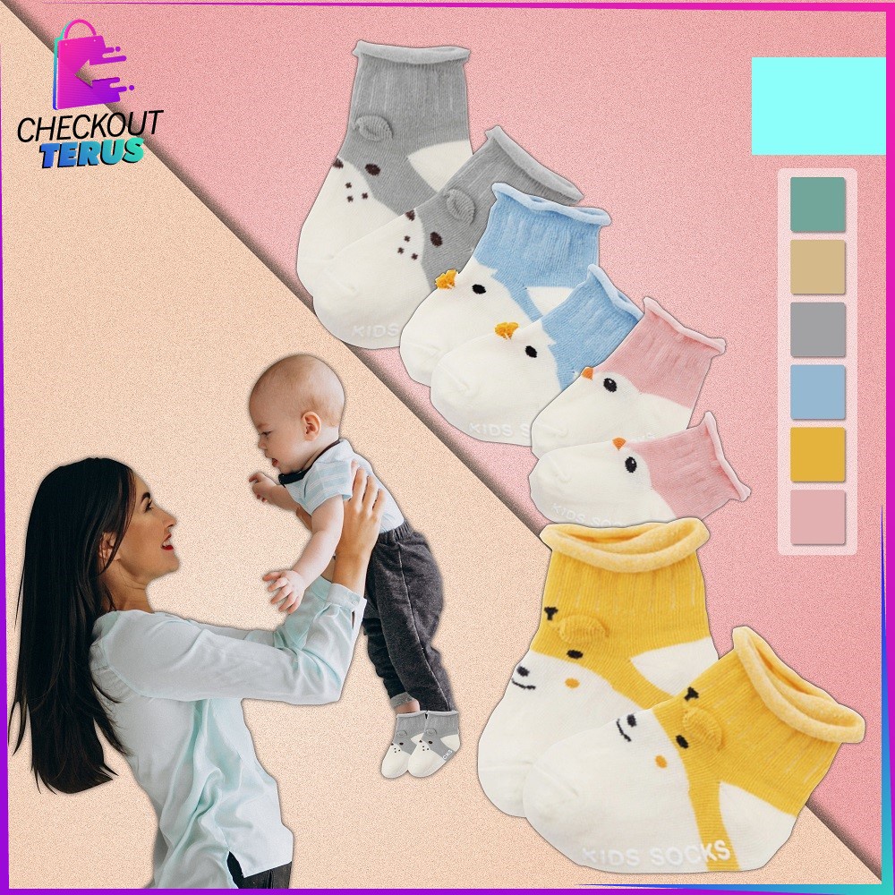 CT P90 Kaos Kaki Bayi Motif Animal Kaos Kaki Bayi Anti Slip Lucu Kaos Kaki Anak Antislip Motif Cute Baby Socks Kaos Kaki Lembut Bayi