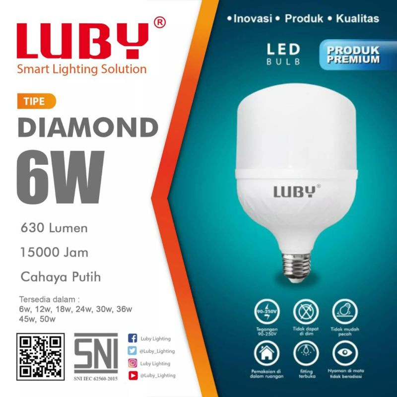 LAMPU LED LUBY DIAMOND 6 WATT CAPSUL NEW GENERATION CAHAYA PUTIH