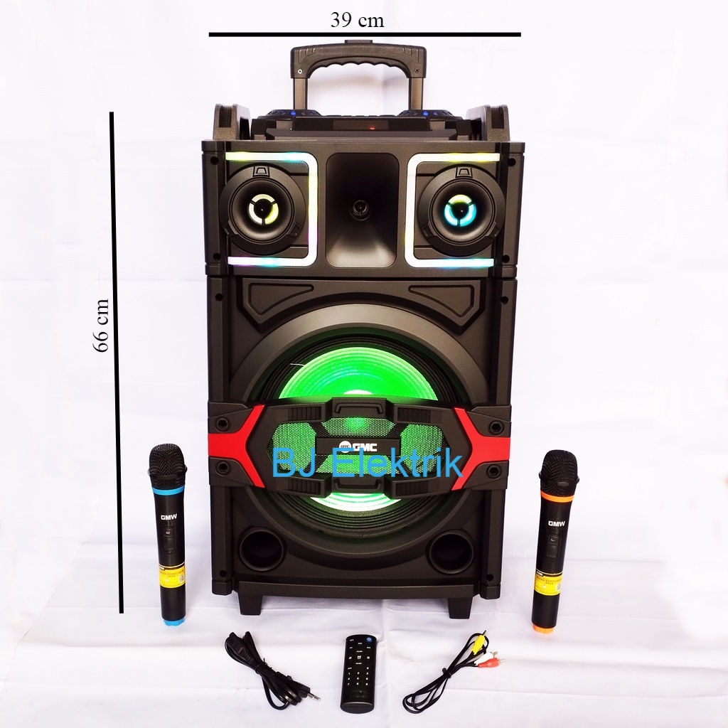 Speaker Bluetooth Portable Troli GMC 899G 12 Inch 12 In Kualitas Terbaik Bonus 2 Mic Microphone Wire