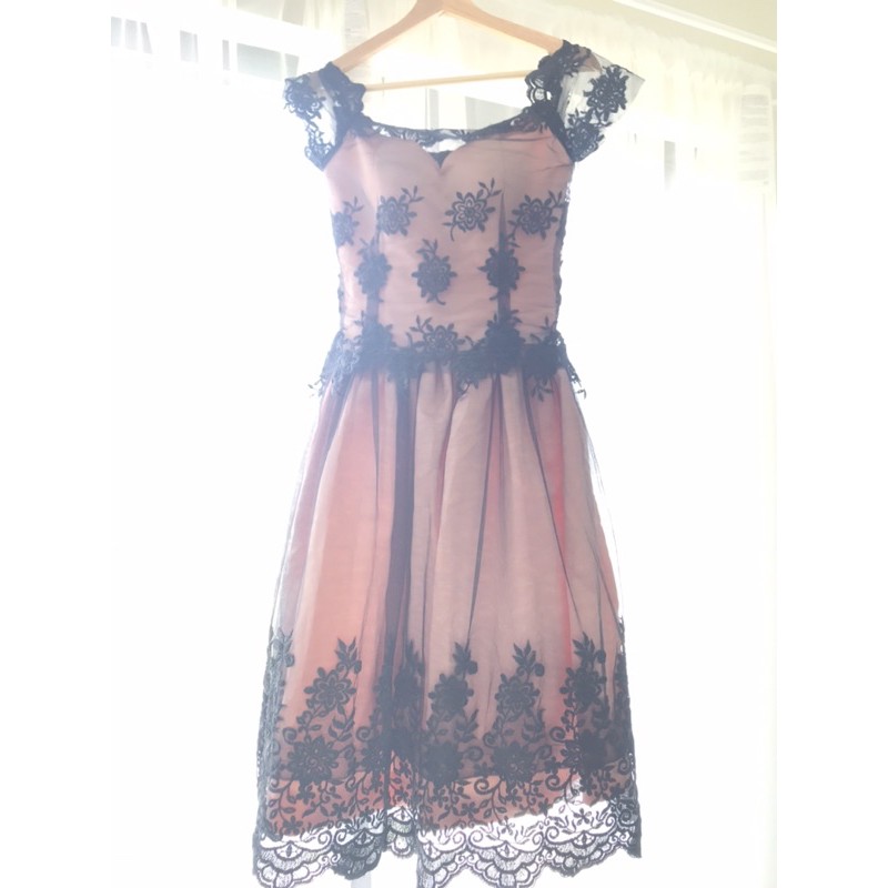 Jual RUGI Gaun / Dress / Gown Pesta Black Pink. Cocok untuk Prewedding / Sweet17