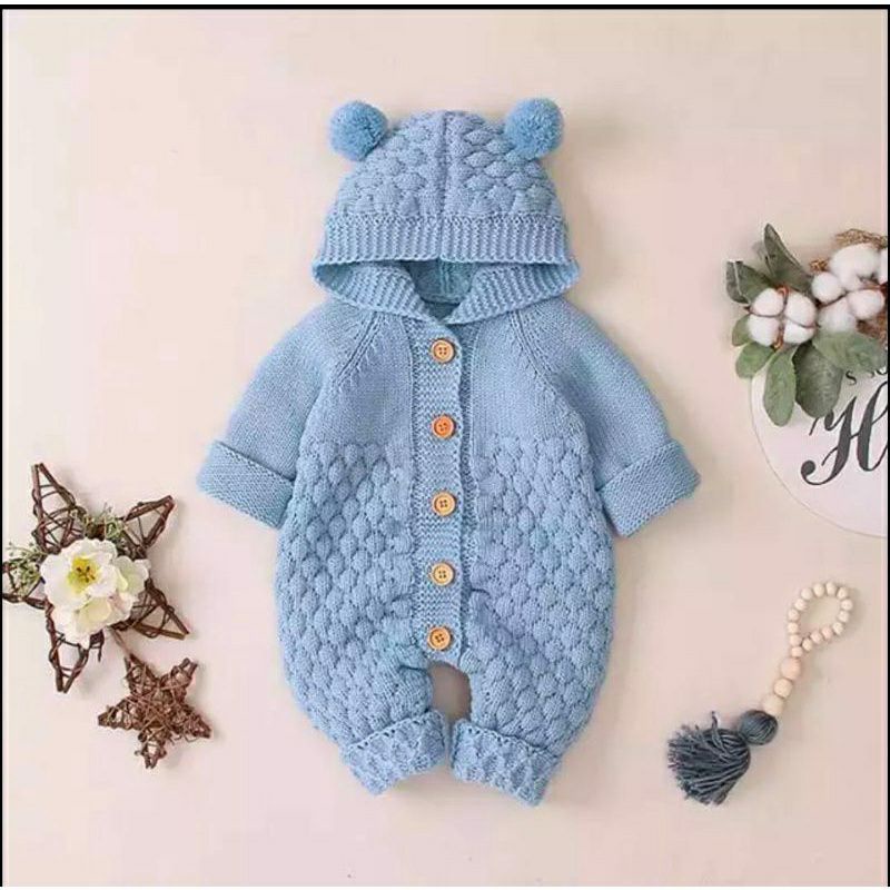 READY STOCK .JUMPSUIT BAYI/.JUMPER BAYI/Jumper Rajut Anak Bayi Lucu 0-12 bln UNISEX/Jumsuit Bayi/Baju kodok/Jumper bayi perempuan/Jumper bayi laki-laki/onepiece baby/Jumper Bayi-4