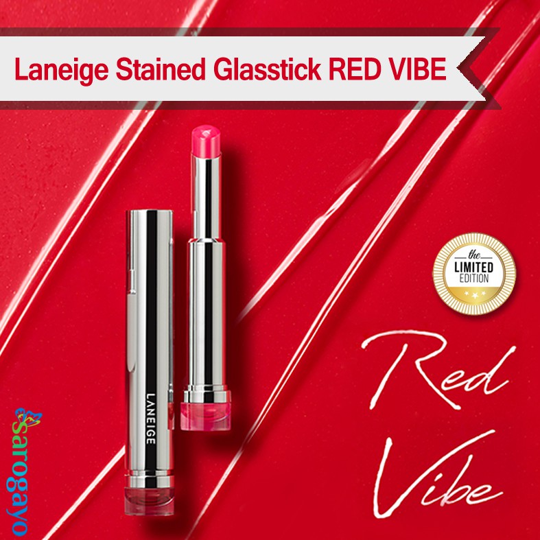 [Sarogayo] READY STOCK Laneige NEW RED VIBE Stained Glasstick Lipstik Lip Bar Limited Edition