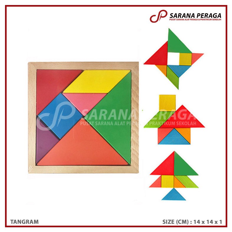 SaranaPeraga - Puzzle Kayu Tangram Warna / Tangram Tetris / Tangram Puzzle / Tangram Kayu 7 Keping -