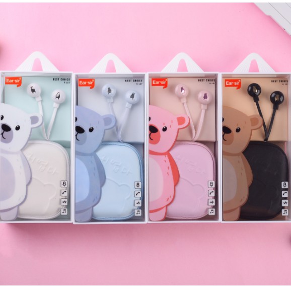 [E-157] Headset Earphone Motif TEDDY BEAR Simple / Wadah Headset Motif Teddy Bear Beruang Polos Lucu