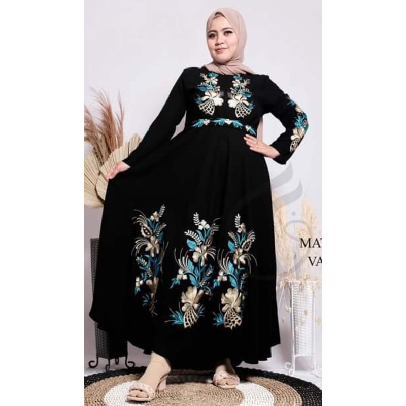 ARABIANA GAMIS (COD) TURKEY DELA & NADIA JETBLACK GAMIS SYARI TANPA PASMINA-Zainab