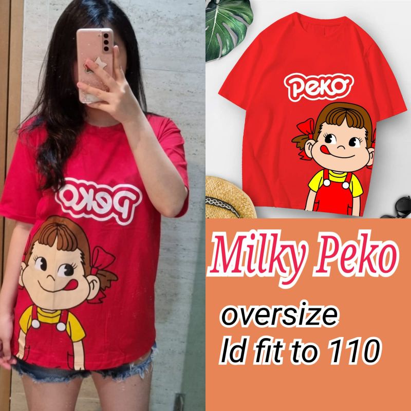 tshirt milky peko oversize/kaosmilky/tumbler tee milky
