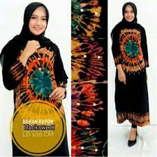Daster panjang motif tyedie pelangi hitam arabian murah motif kece lengan panjang