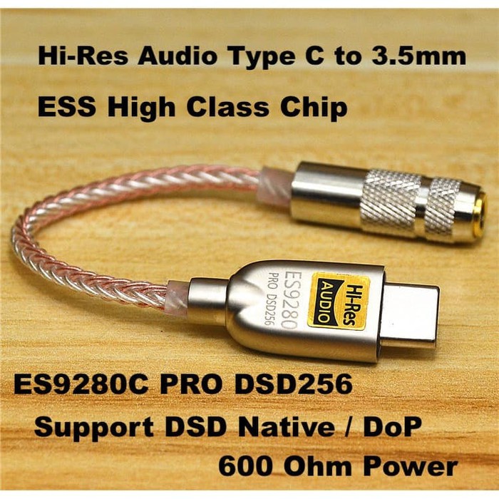 Custom Hi Res AMP ESS HiFi DAC ES9280C Pro DSD256 Type C to 3.5mm