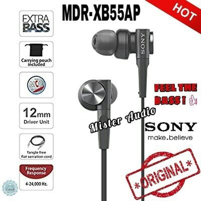 SONY MDR XB55AP   XB 55AP In Ear Extra Bass Earphone with Mic Original