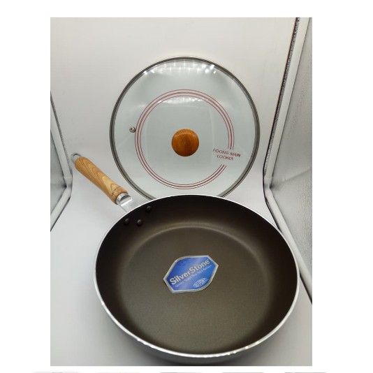 Frypan 24cm Korea with Tutup Pegangan Kayu Teflon 24CM Korea ASLI