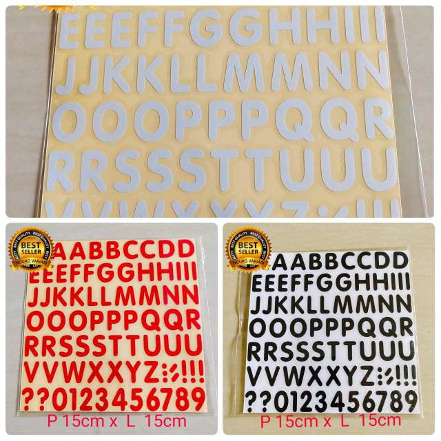

stiker cutting ABJAD ALFABET NOMOR 15cm x 15cm KUALITAS TERBAIK TERMURAH
