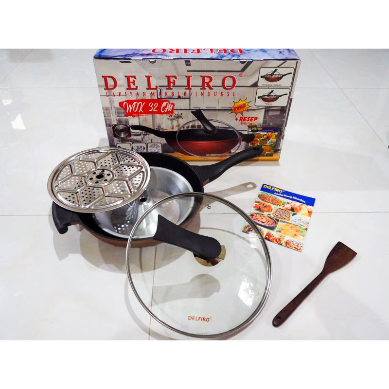 Delfiro Wok 32 cm Wok Kokoh Anti Lengket