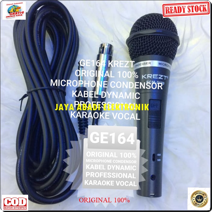 G164 KREZT ORIGINAL MIC KABEL CONDENSOR CONDENSER MIK CABLE MIKROPHONE MICROPHONE VOKAL VOCAL KARAOKE AUDIO MUSIK MUSIC SOUND DJ PANGGUNG STUDIO PIDATO CERAMAH ACARA MEETING KAMERA SUPER CARDIOID DYNAMIC PROFESIONAL PRO MICROPHONES LEGENDARY PERFORMANCE P