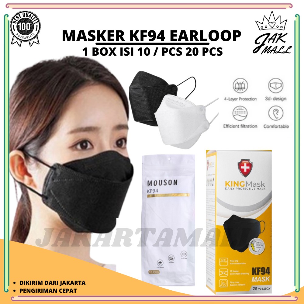 Masker Model Korea KF94 4Ply 5Ply King Mask Earloop  Convex Masker 4D Import