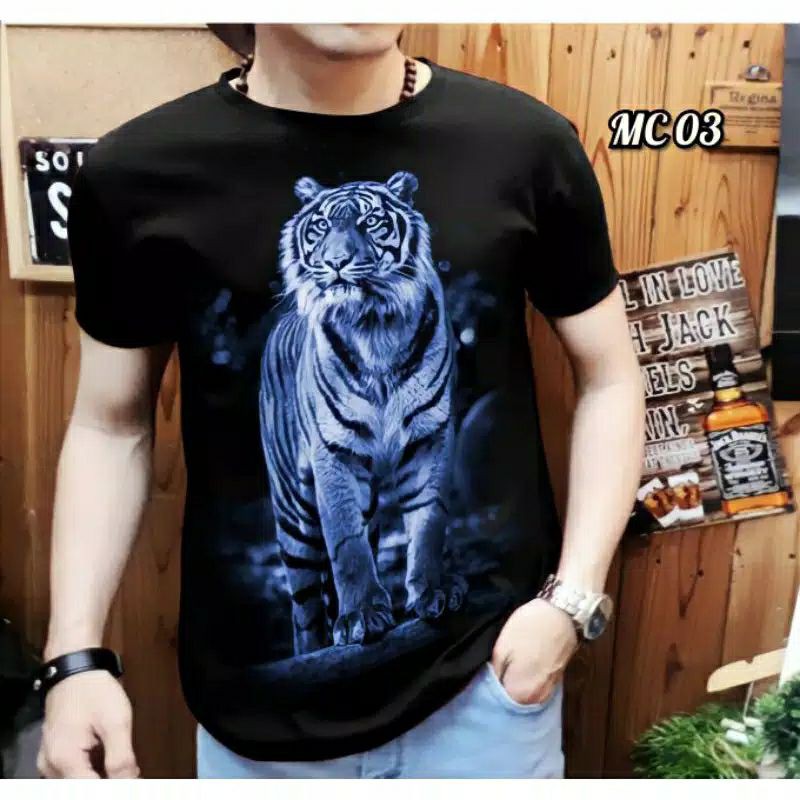 Kaos Distro pria 3D macan mc 03