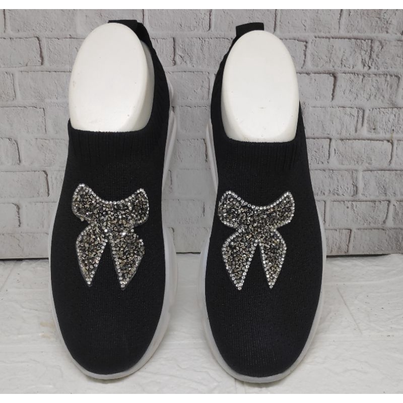 SEPATU SLIP ON ADIVON IMPORT BAHAN RAJUT BLING2