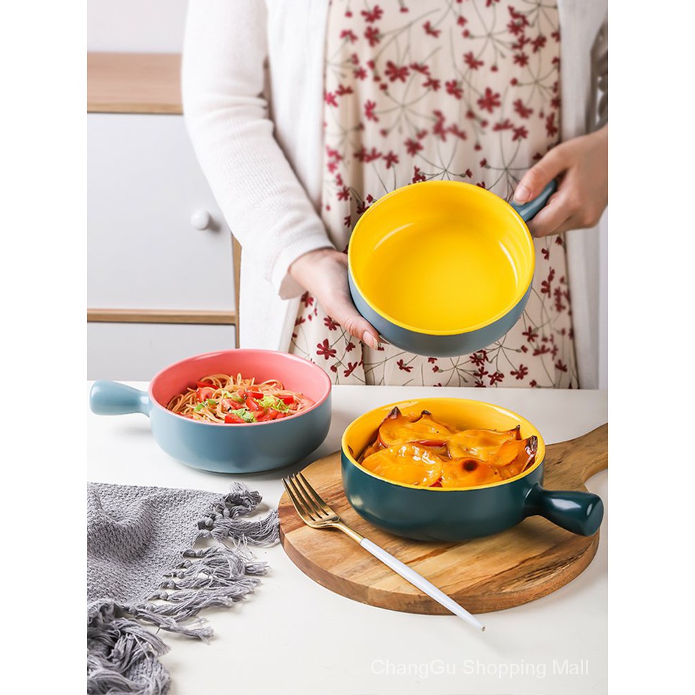 Mangkuk Keramik Mangkok Saji Multicolor Ceramic Bowl with Handle